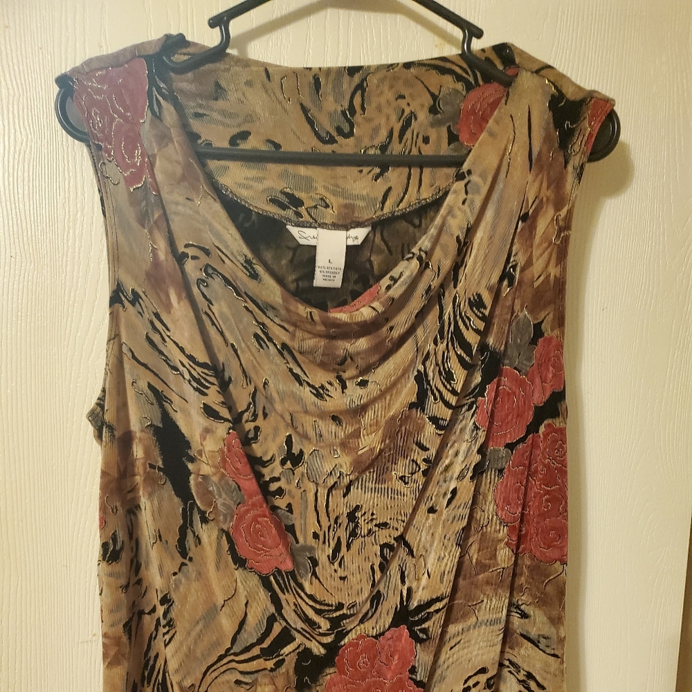 Gold/black floral blouse